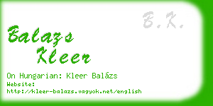 balazs kleer business card